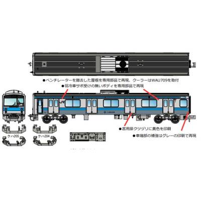 205系1000番代 体質改善工事施工車 奈良線（床下グレー） 4両セット